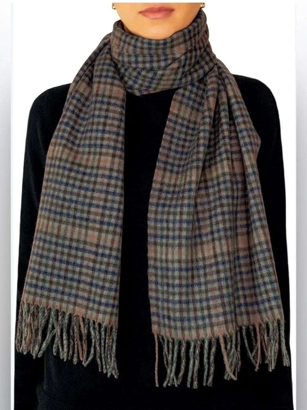 Nova check fashion collection made in Scotland soft 100% cashmere plaid scarf
